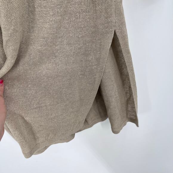J.Jill Linen Blend Oatmeal Button Long Knit Cardigan Coastal Minimal XL Petite - Picture 4 of 9